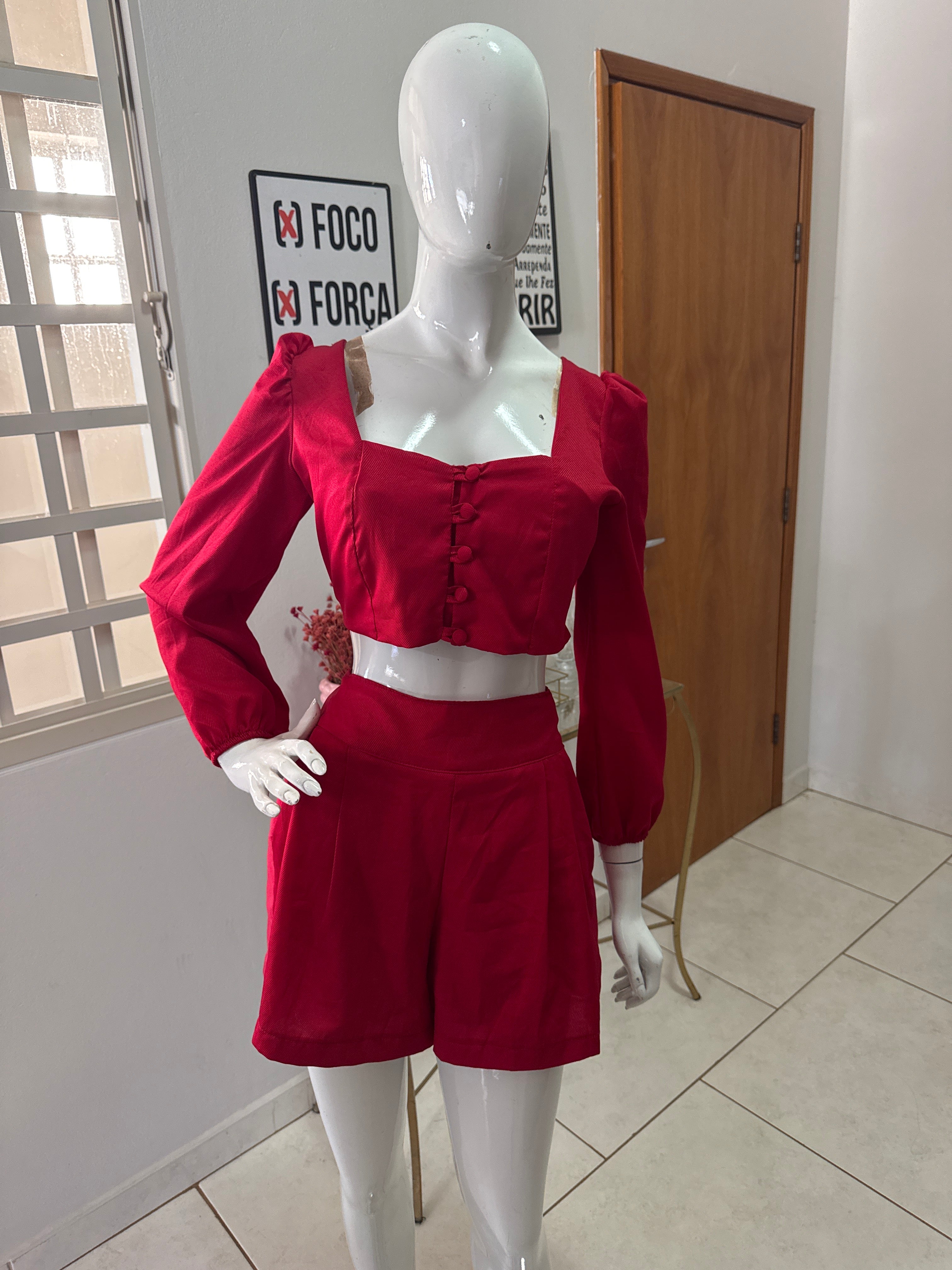 Conjunto Vermelho Vinho - Top e Short