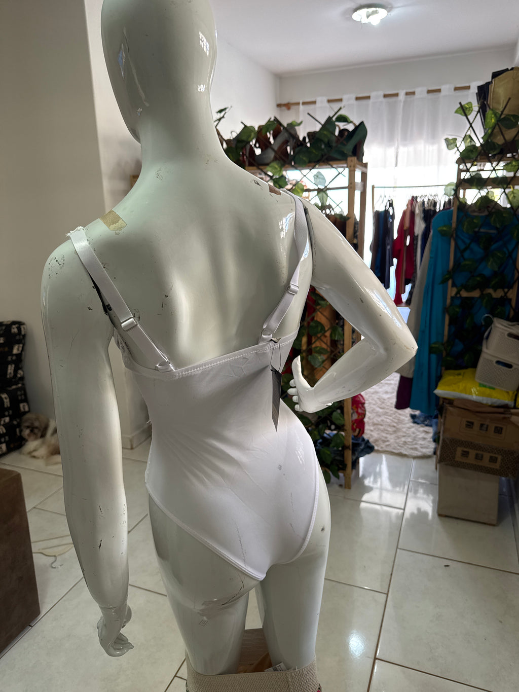 Body Branco Franzido Morena Charme - Tamanho Único