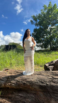 Vestido Longo Crochê Off-White Boho