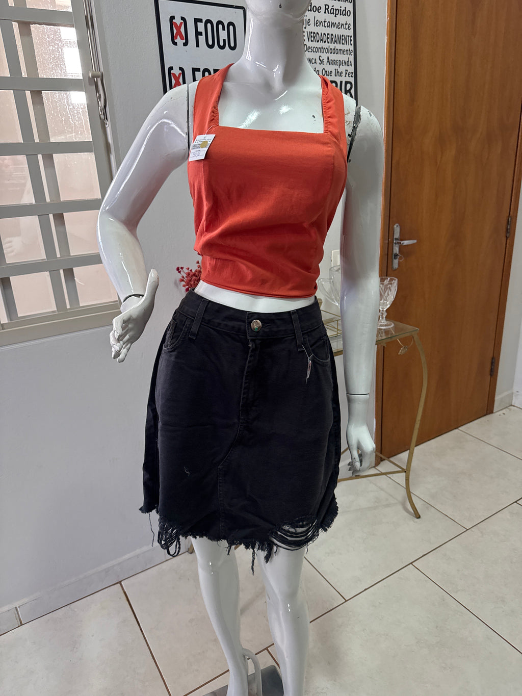 Cropped Coral Costas Abertas Plus Size GG