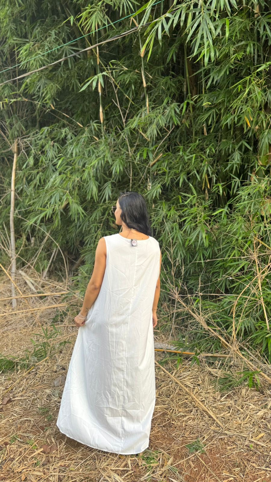 Vestido Branco Borboletas Azuis