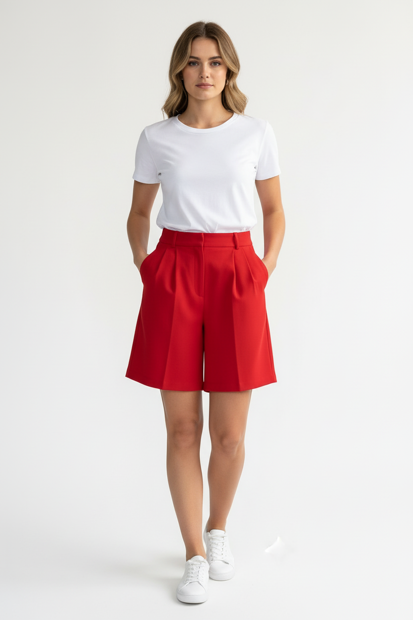 Bermuda Vermelha Alfaiataria - Imagem 2