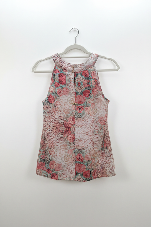 Blusa Floral com Laço - Frente
