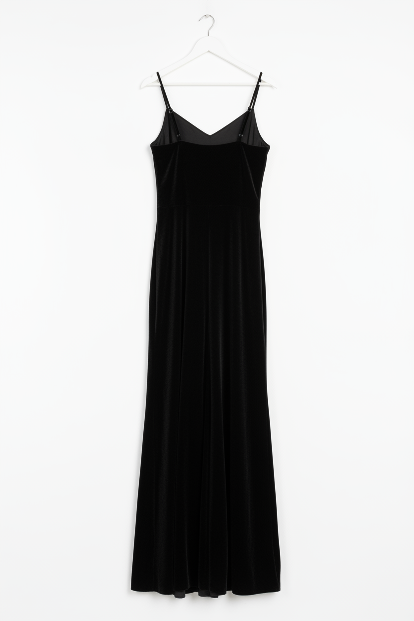 Vestido Veludo Preto com Pedrarias - RUBICON