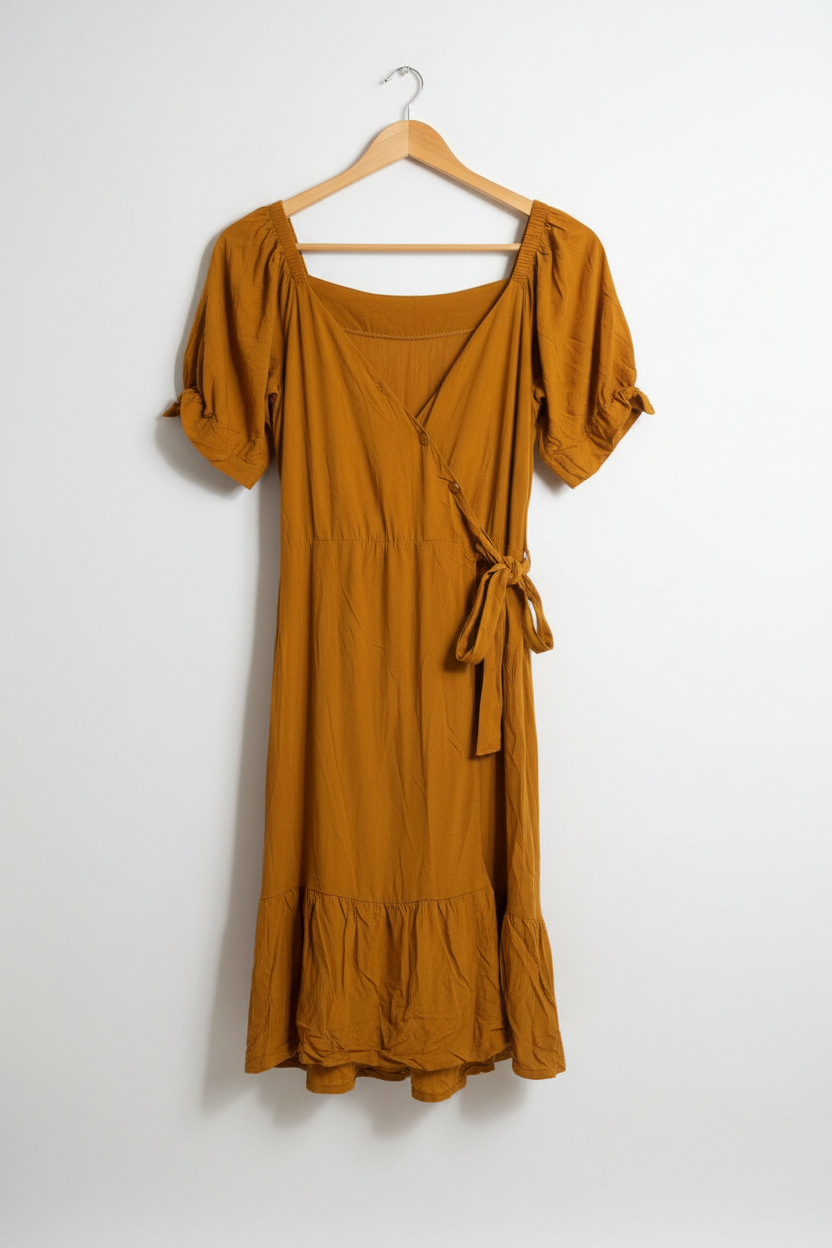 Vestido Mostarda Ombro a Ombro