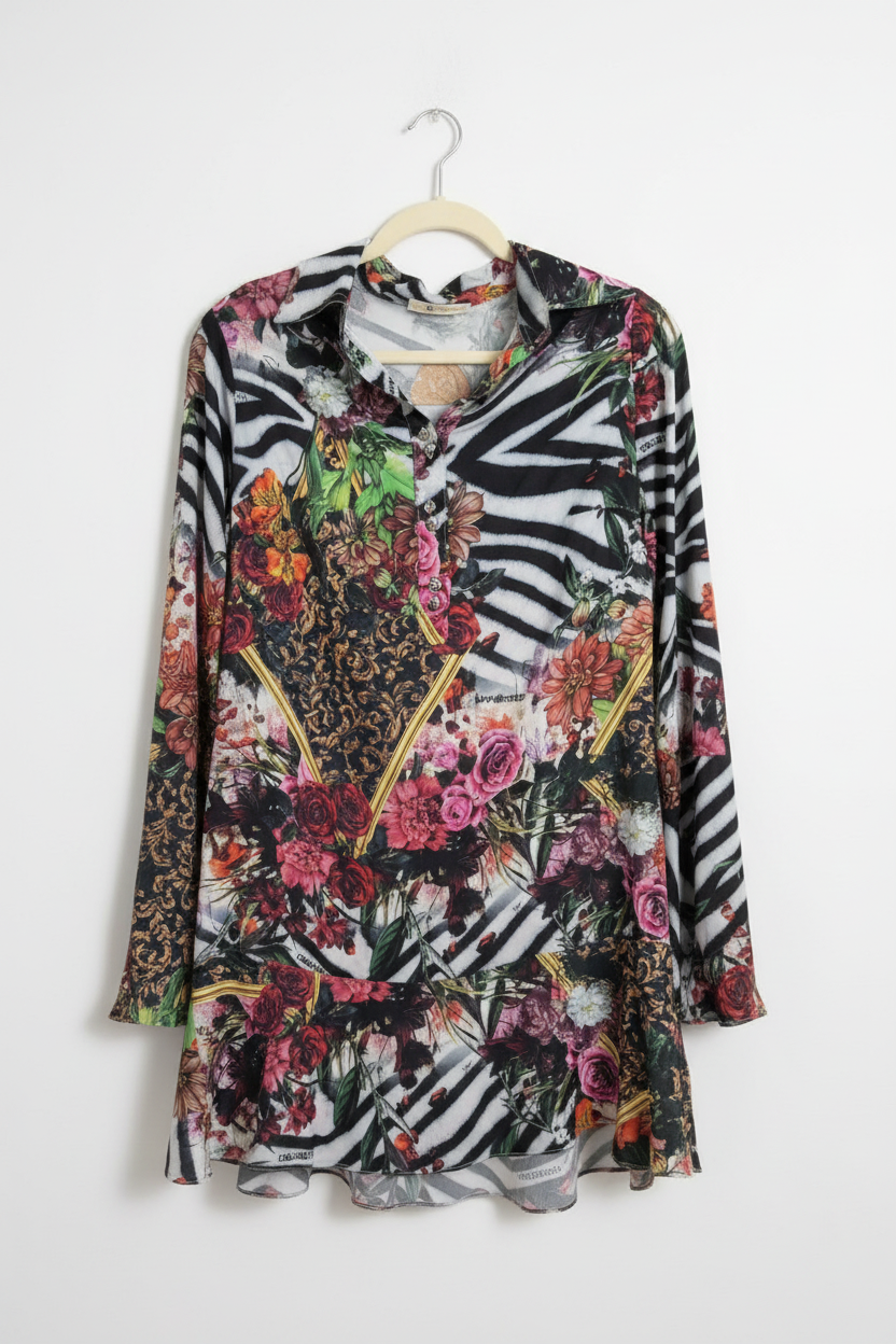 Blusa Estampada Zebra Floral - Duplo Sentido