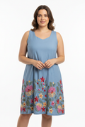 Vestido Azul Bordado Floral
