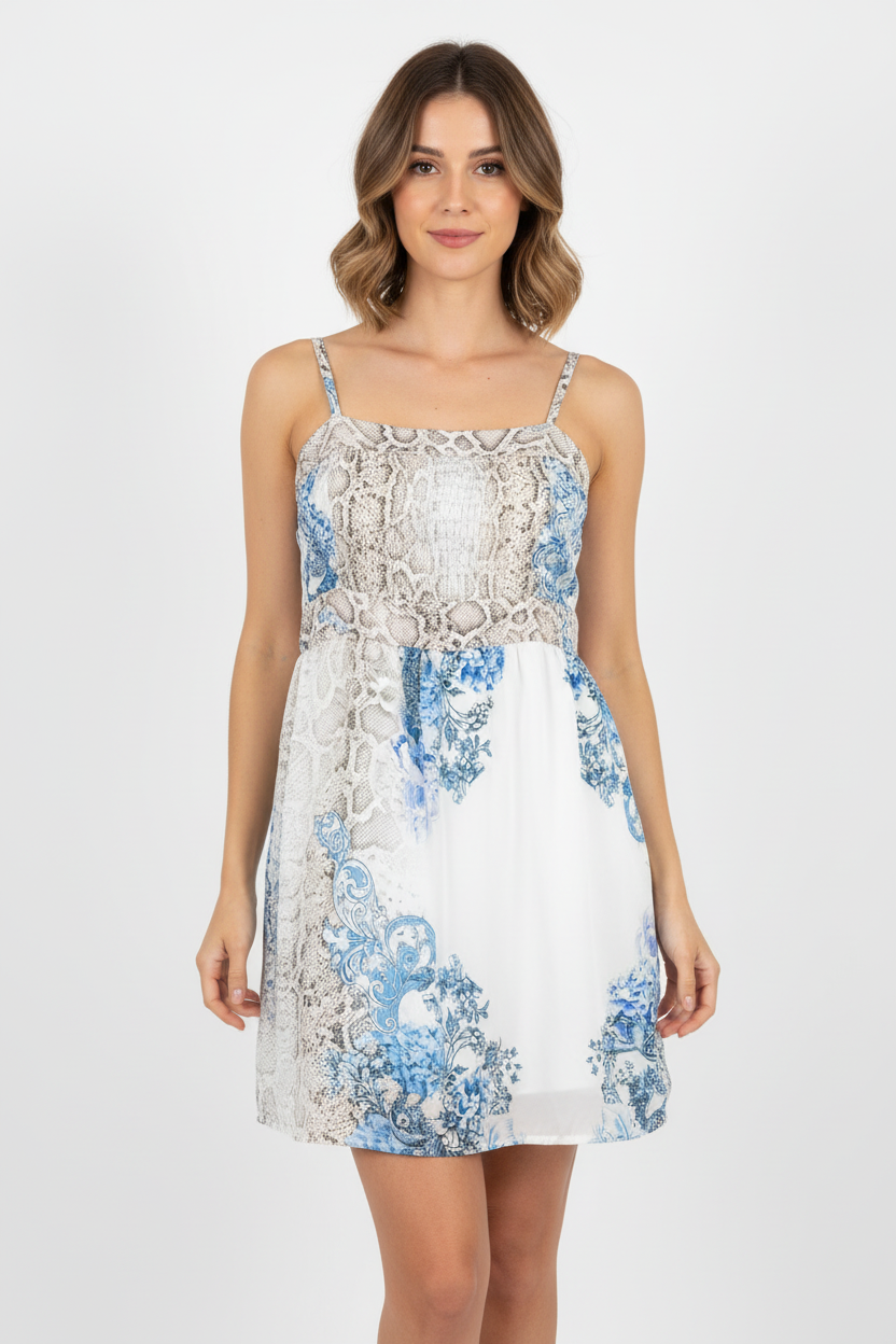 Vestido Luigi Bertolli Floral Azul