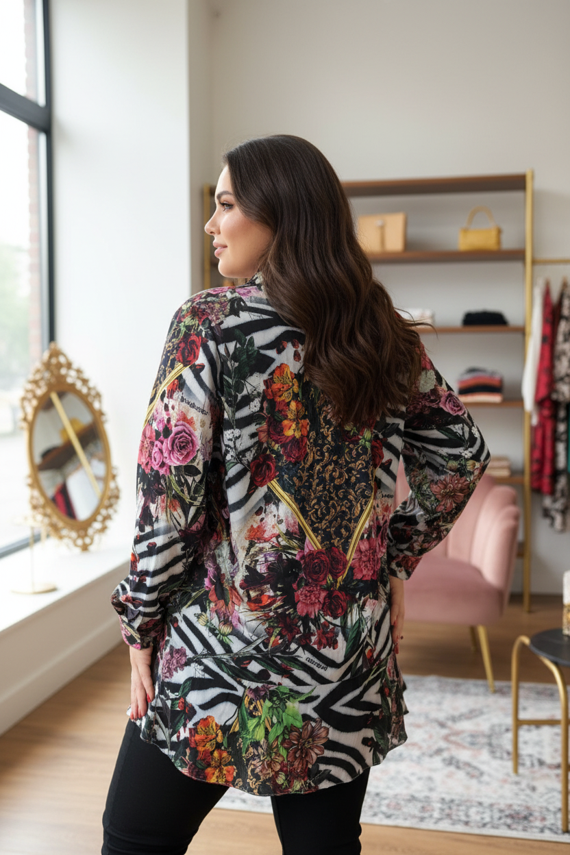 Blusa Estampada Zebra Floral - Duplo Sentido