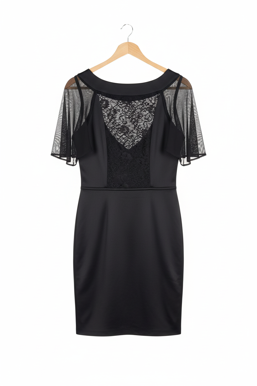 Vestido Preto Renda Transparente GG