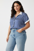 Blusa Azul Estampa de Corações
