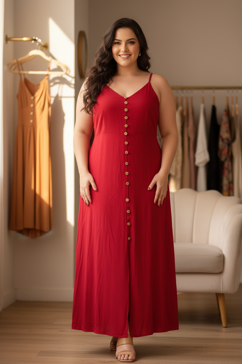 Vestido Vermelho Longuete