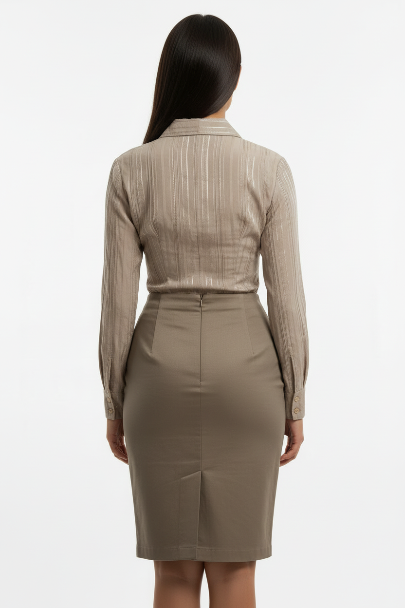 Saia Midi Caqui com Elastano