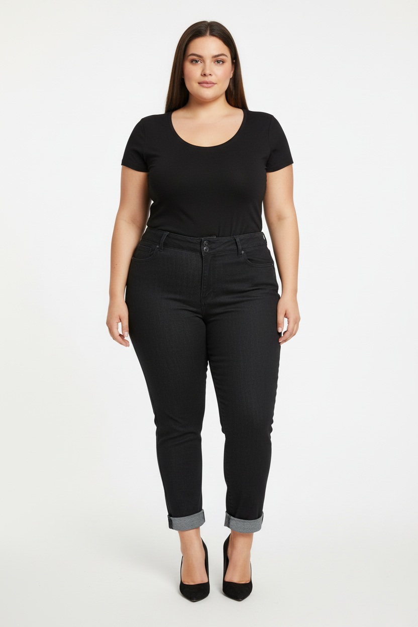 Calça Jeans Preta Bivik Plus Size