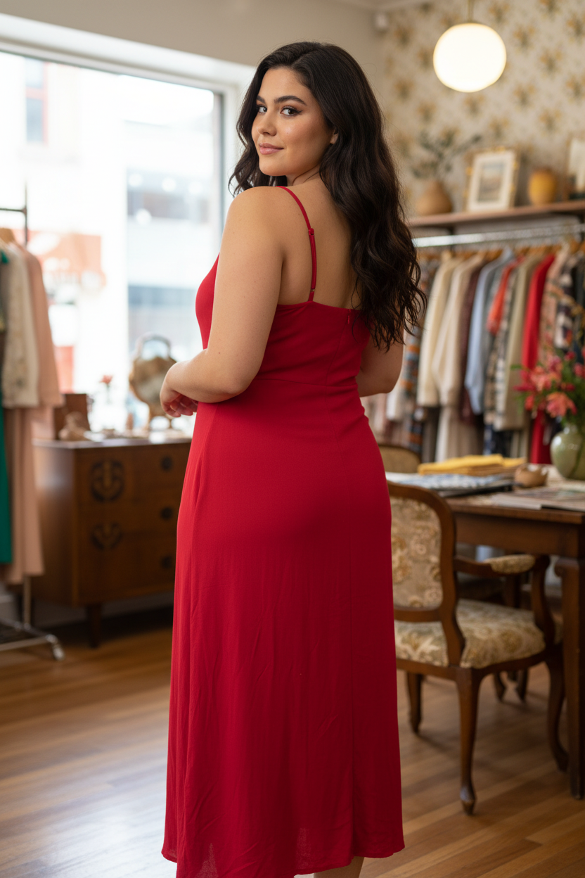 Vestido Vermelho Longuete