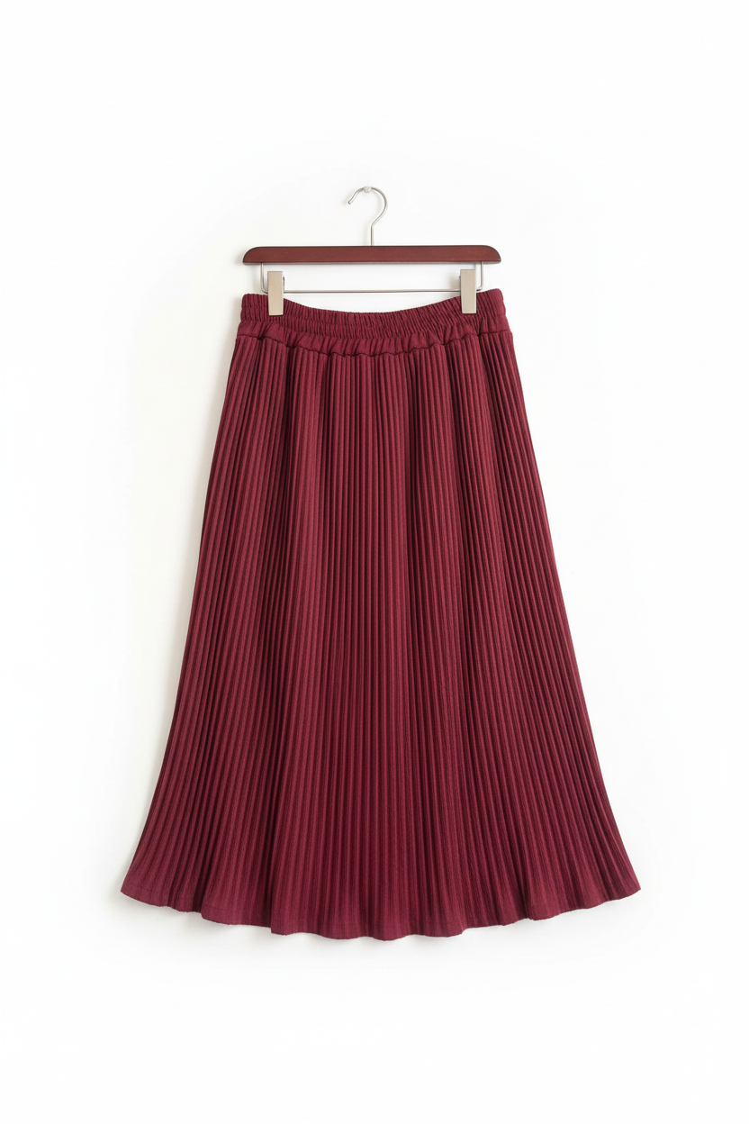 Saia Midi Marsala Plissada