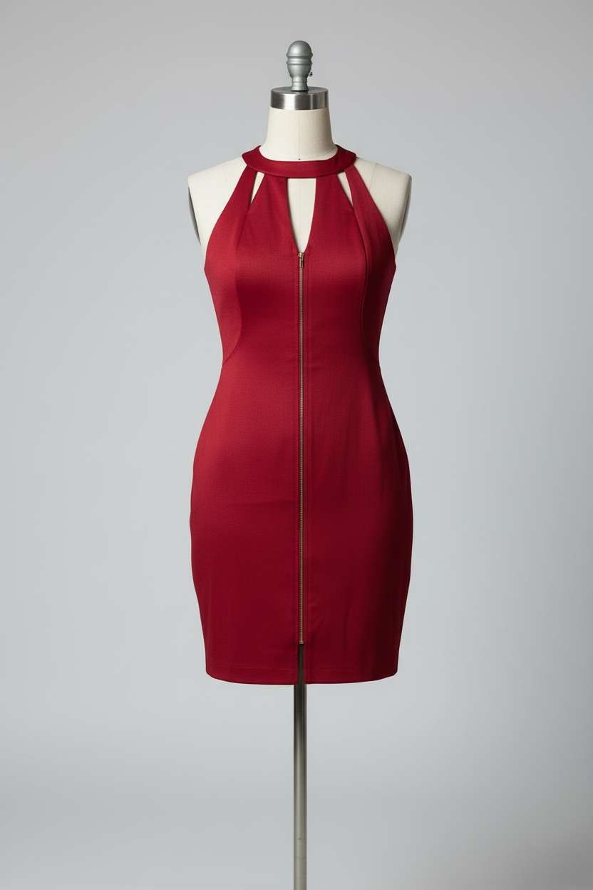 Vestido Vinho Zíper