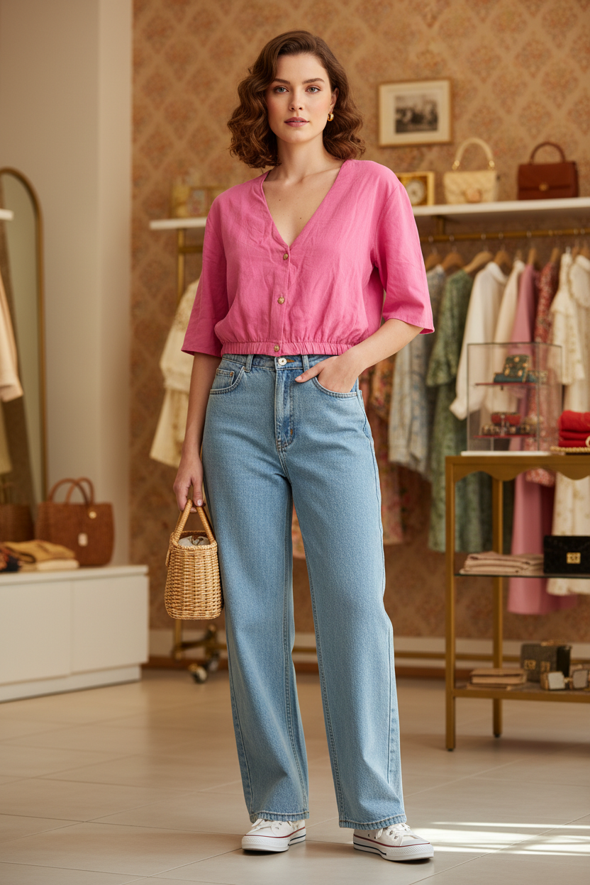 Blusa Cropped Rosa Hering