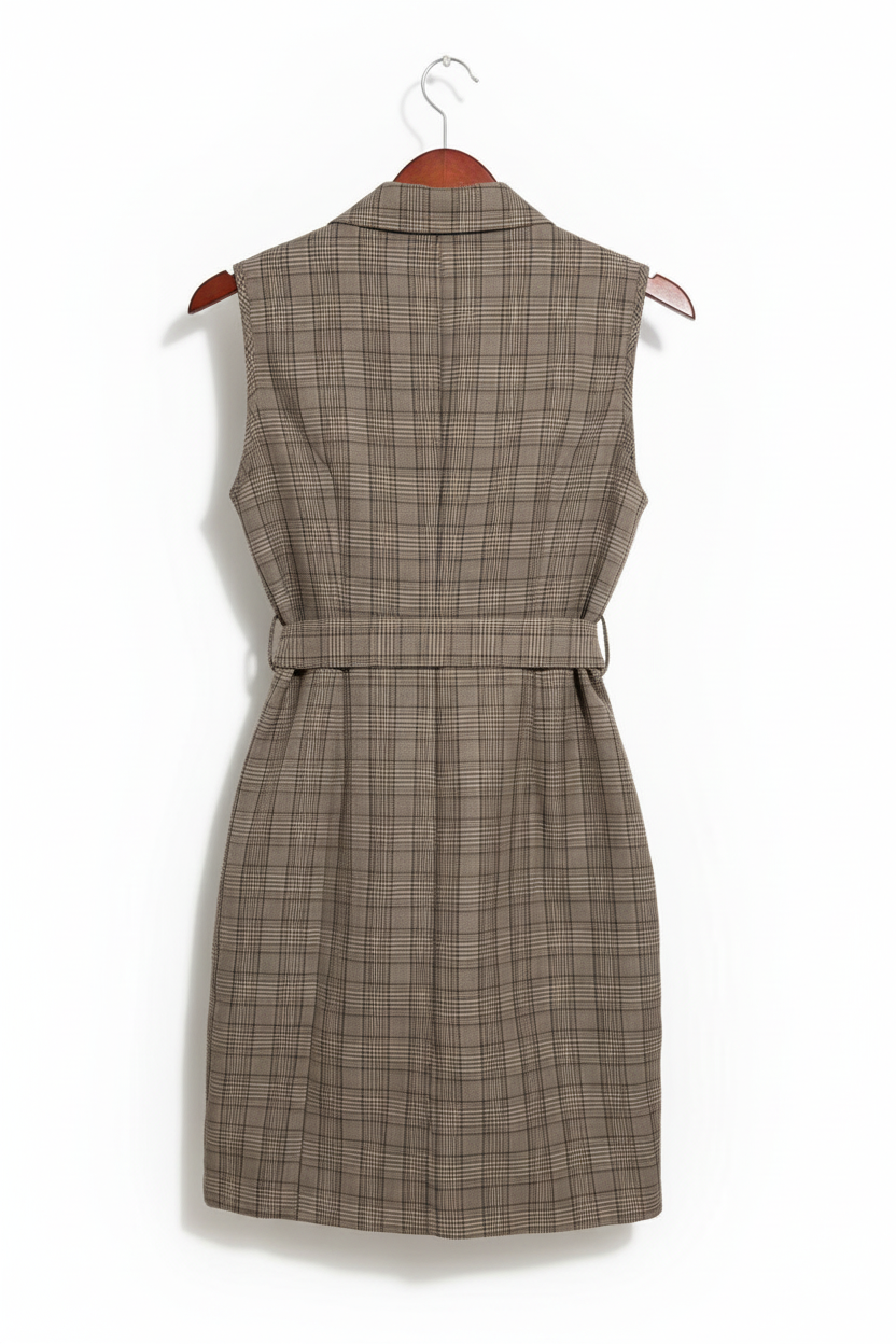 Vestido Blazer Xadrez Marrom - EAGLE ROCK