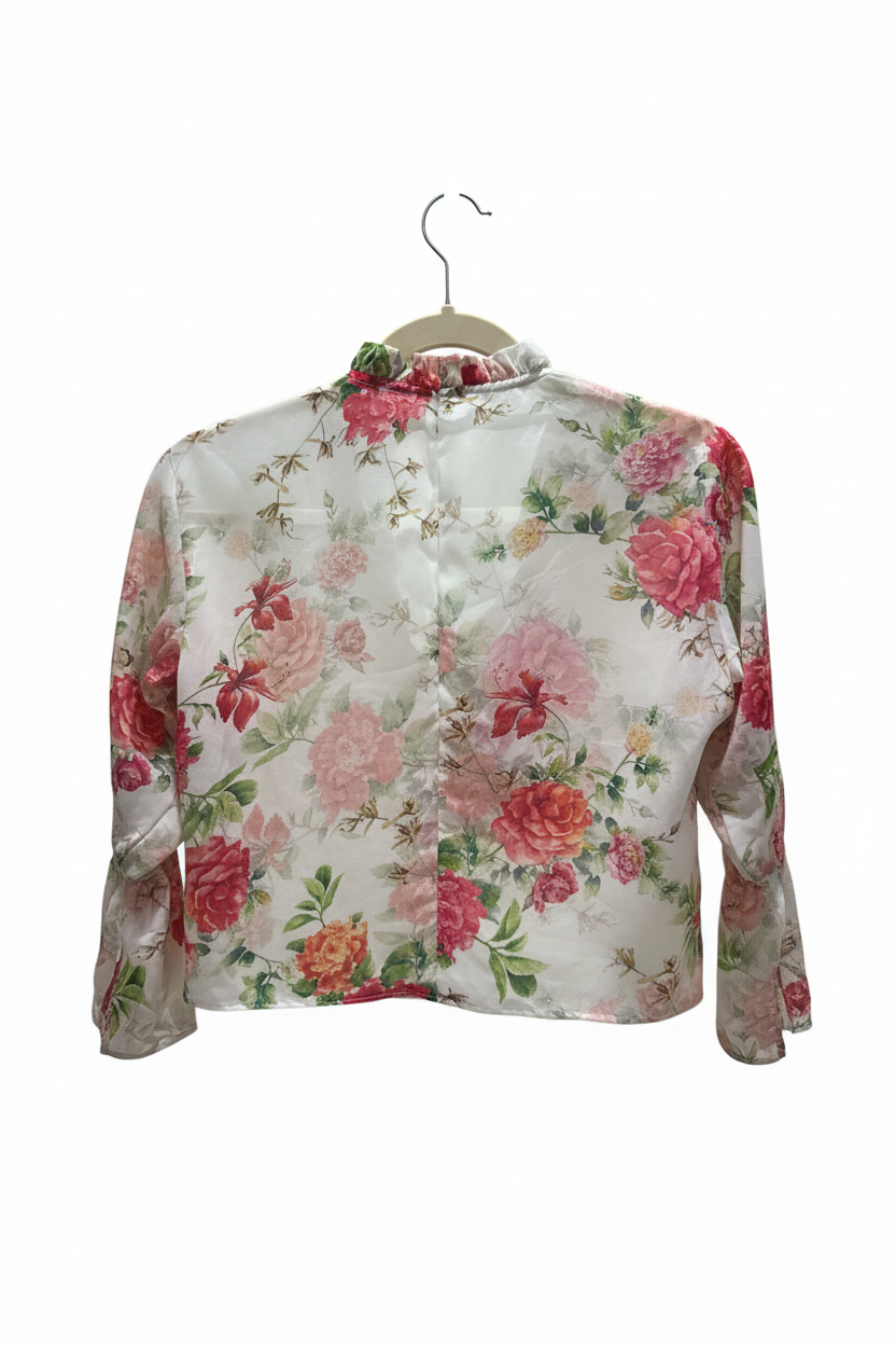 Blusa Floral Romântica Manga Longa