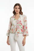 Blusa Floral Romântica Manga Longa