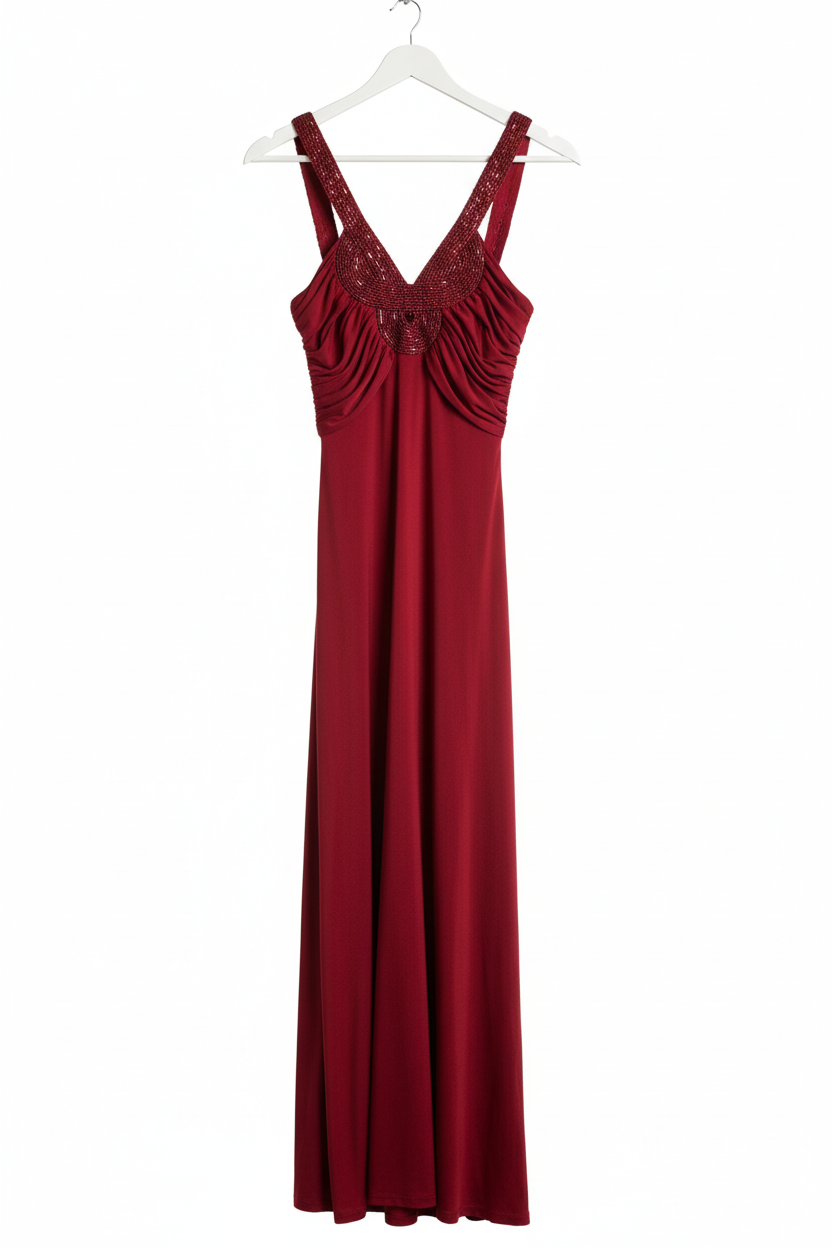 Vestido Longo Festa Vermelho com Renda - miliore