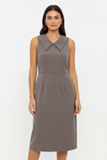 Vestido Cinza Gola Alfaiate - CELAVIE