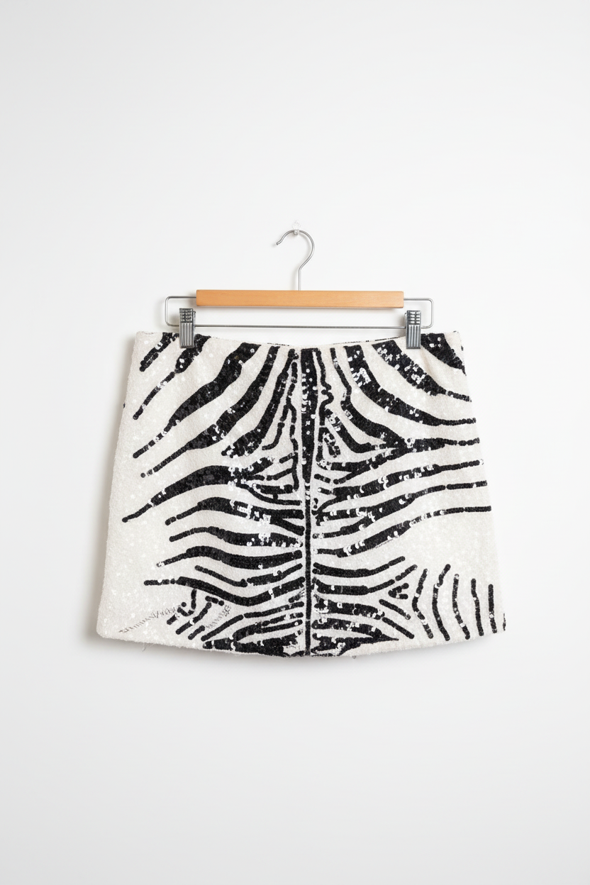 Saia zebra vintage - frente no cabide