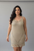 Vestido de Crochê Dourado Brilhante com Efeito Metálico - Ellabelle