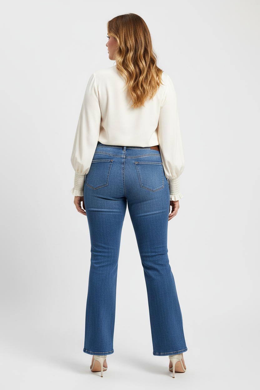 Calça Jeans Rubinella Flare Azul com Tachas