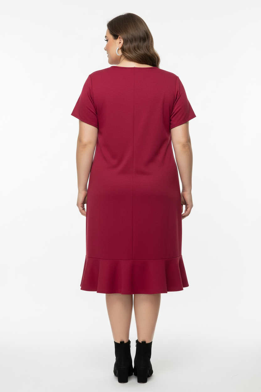 Vestido Vinho GG com Listras Geométricas