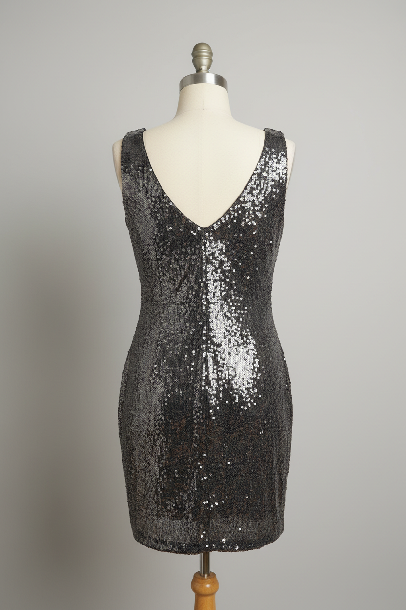 Vestido Paetês Cinza Bronze