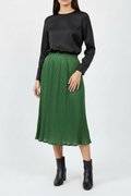Saia Midi Verde Plissada
