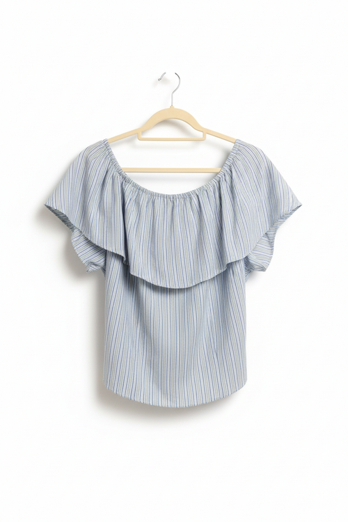 Blusa  DEVOÁ Listrada com Bordado Floral