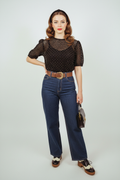 Blusa/Saída de Crochê Preta com Abertura nas Costas - Zara