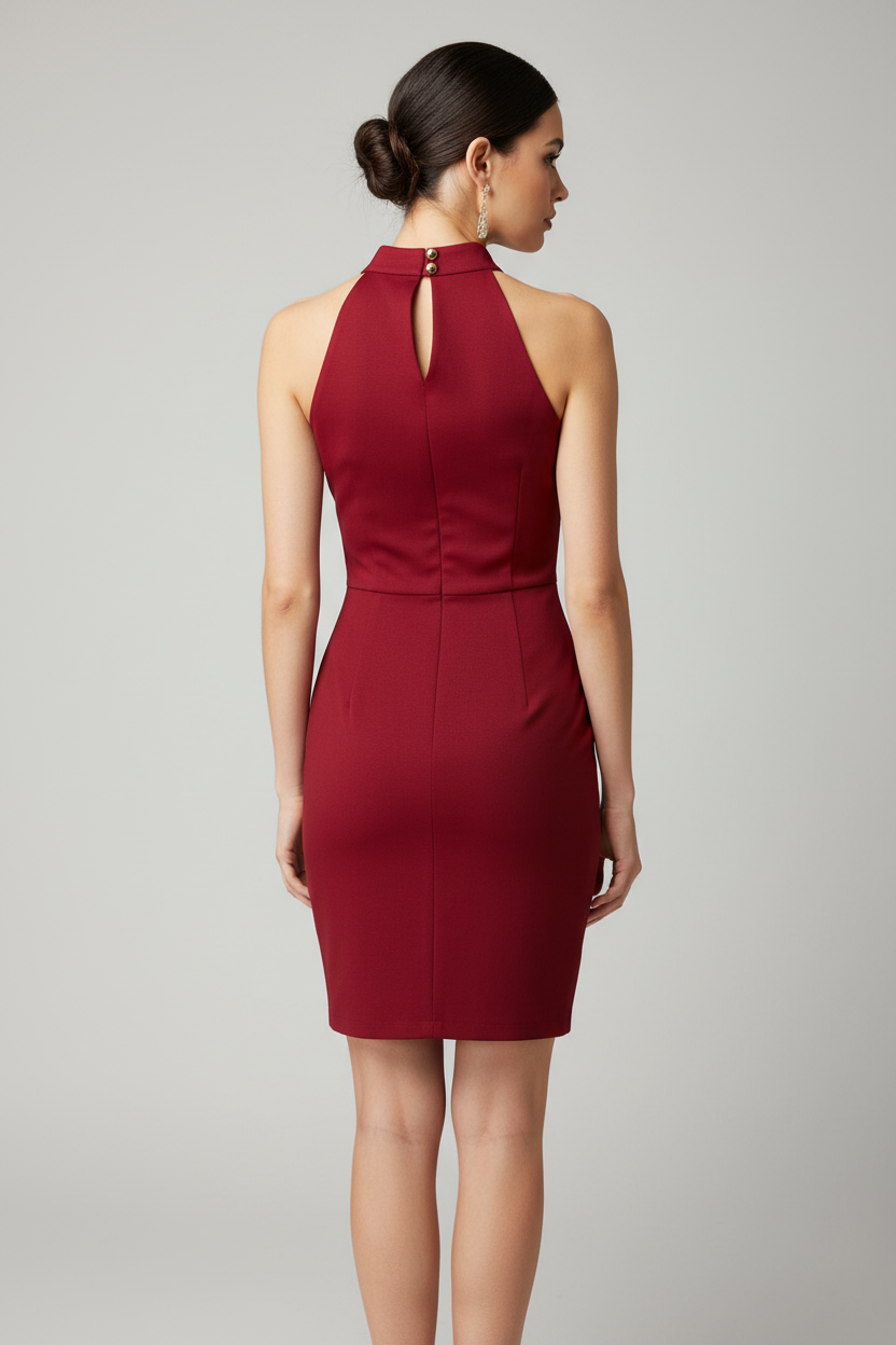 Vestido Vinho Zíper
