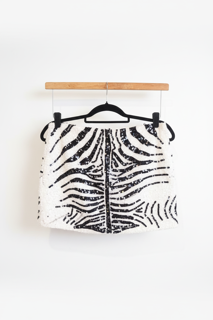 Saia zebra vintage - costas no cabide