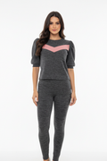Conjunto Cinza Metálico com Brilho - Blusa e Legging