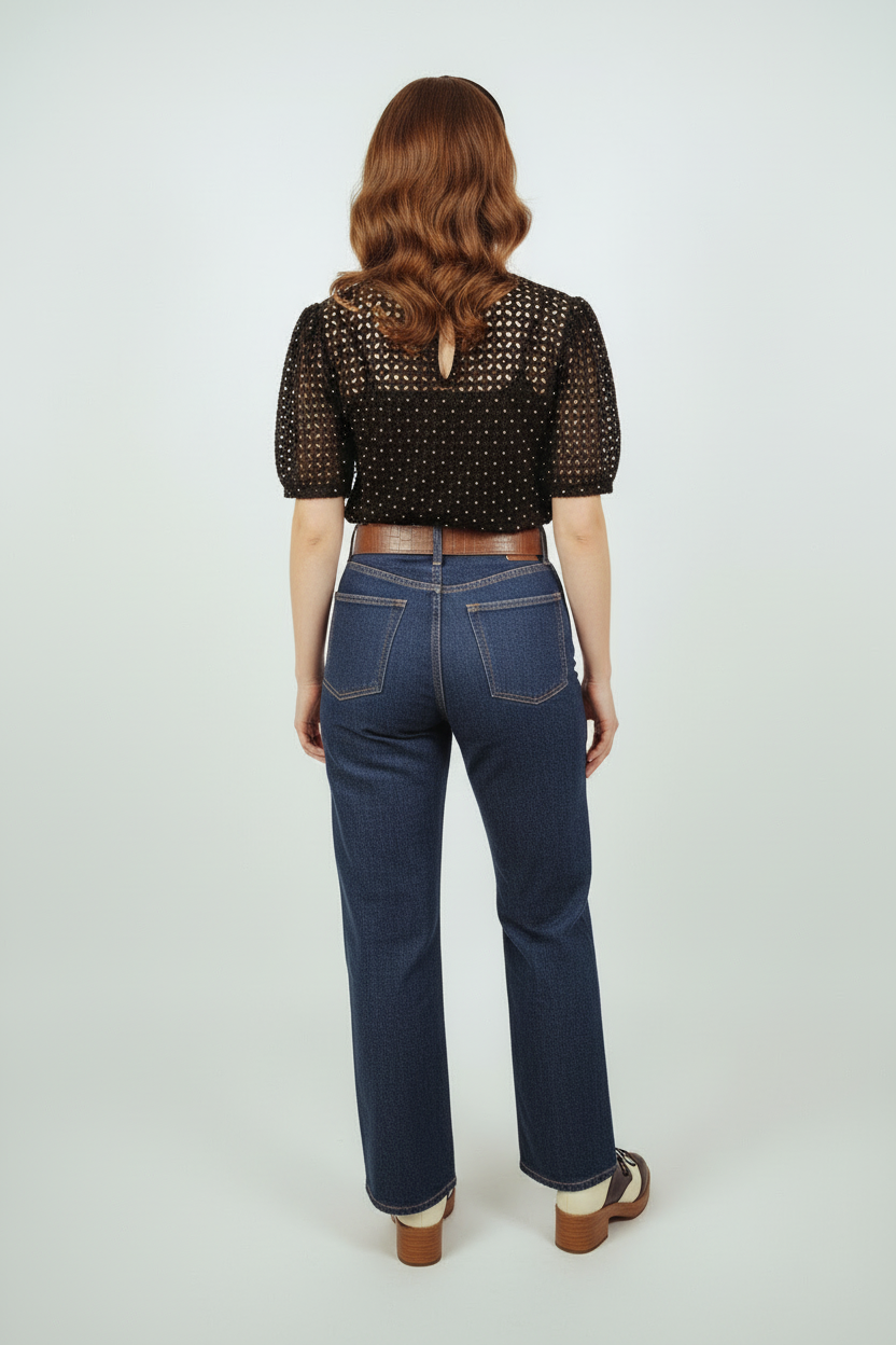 Blusa/Saída de Crochê Preta com Abertura nas Costas - Zara
