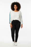 Blusa Branca DZARM com Listras nas Mangas