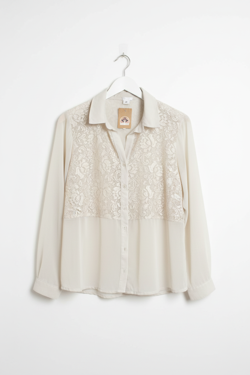 Blusa Off-White com Renda - Giovana Julia