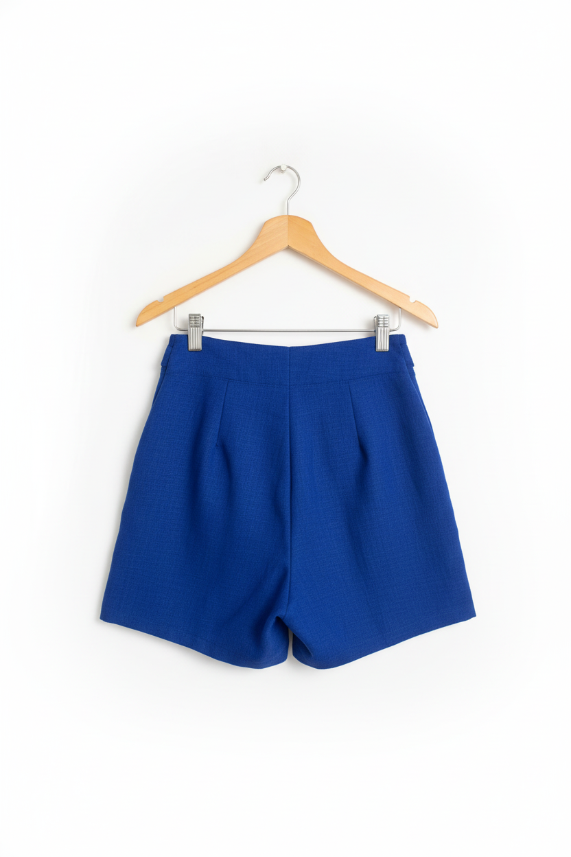 Short vintage azul royal tamanho M - costas no cabide