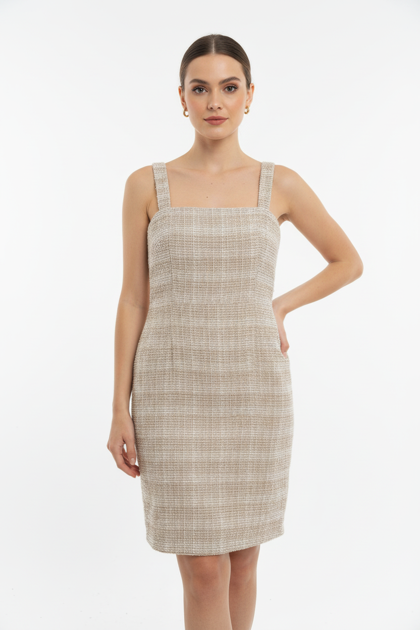 Vestido Bege Texturizado