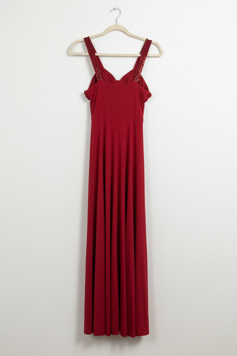 Vestido Longo Festa Vermelho com Renda - miliore