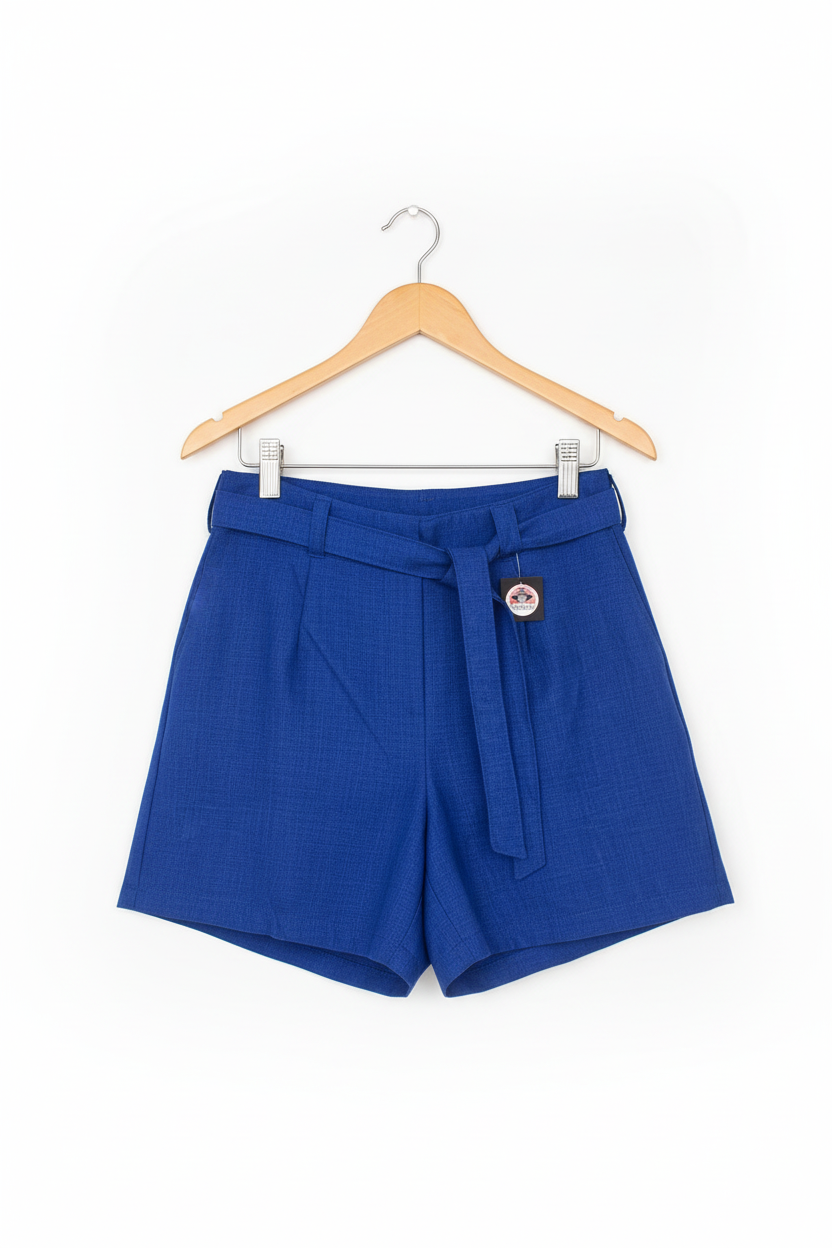 Short vintage azul royal tamanho M - frente no cabide