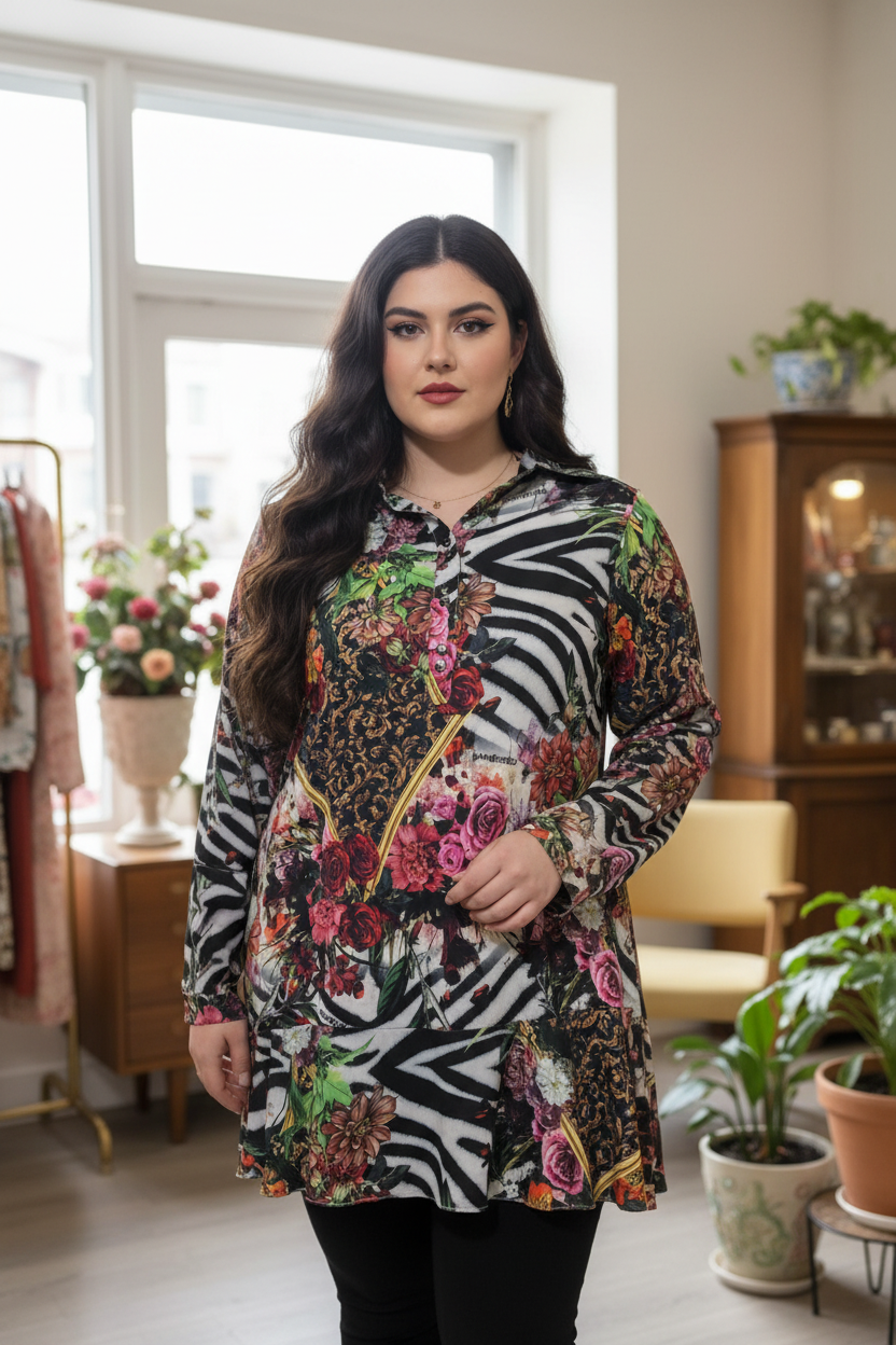 Blusa Estampada Zebra Floral - Duplo Sentido