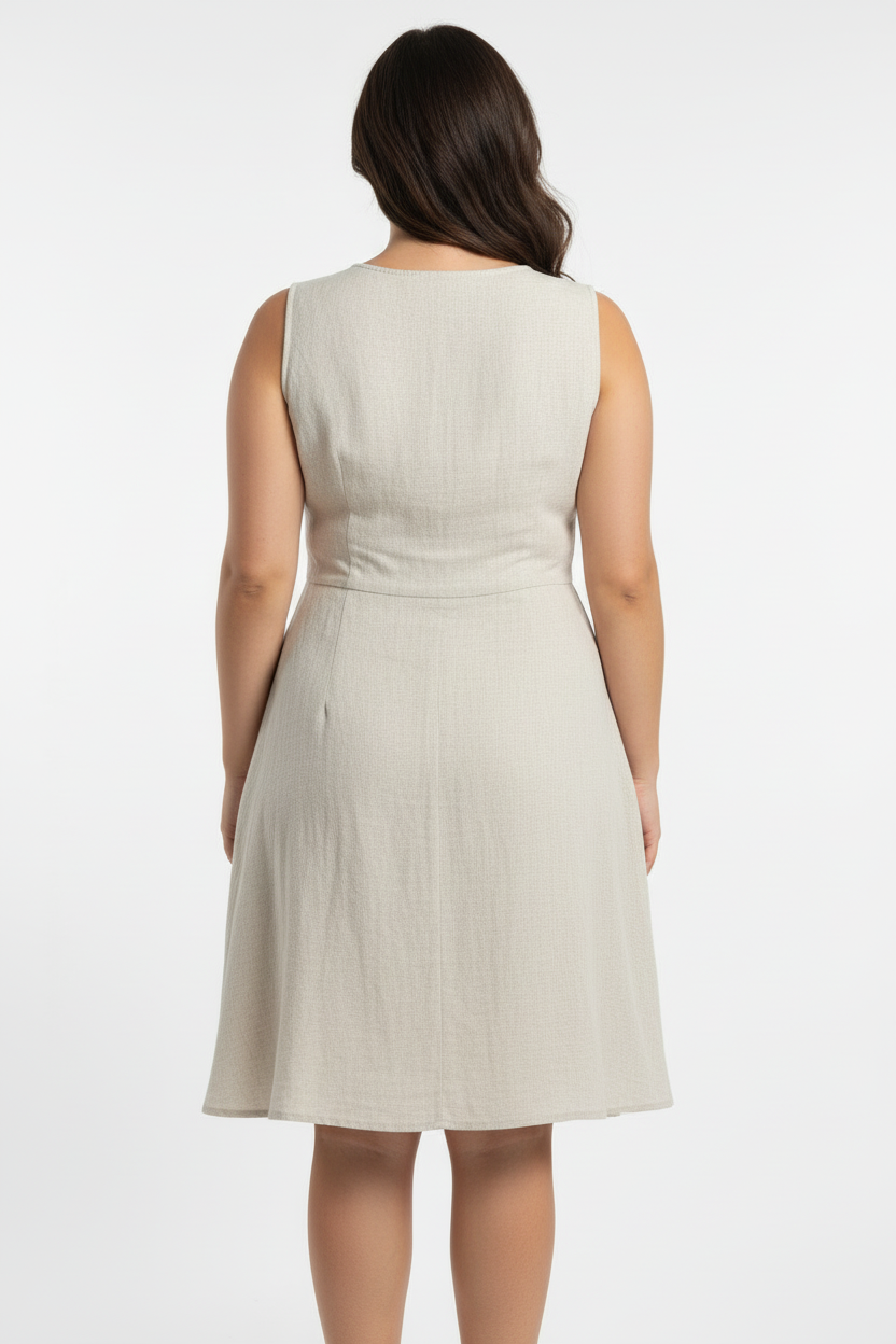 Vestido Linho Cru Transpassado - Tamanho G