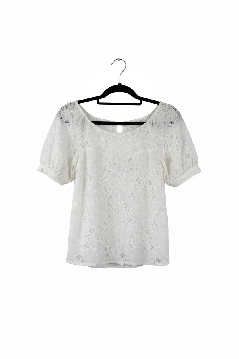 Blusa de Renda Branca - Monteau Los Angeles