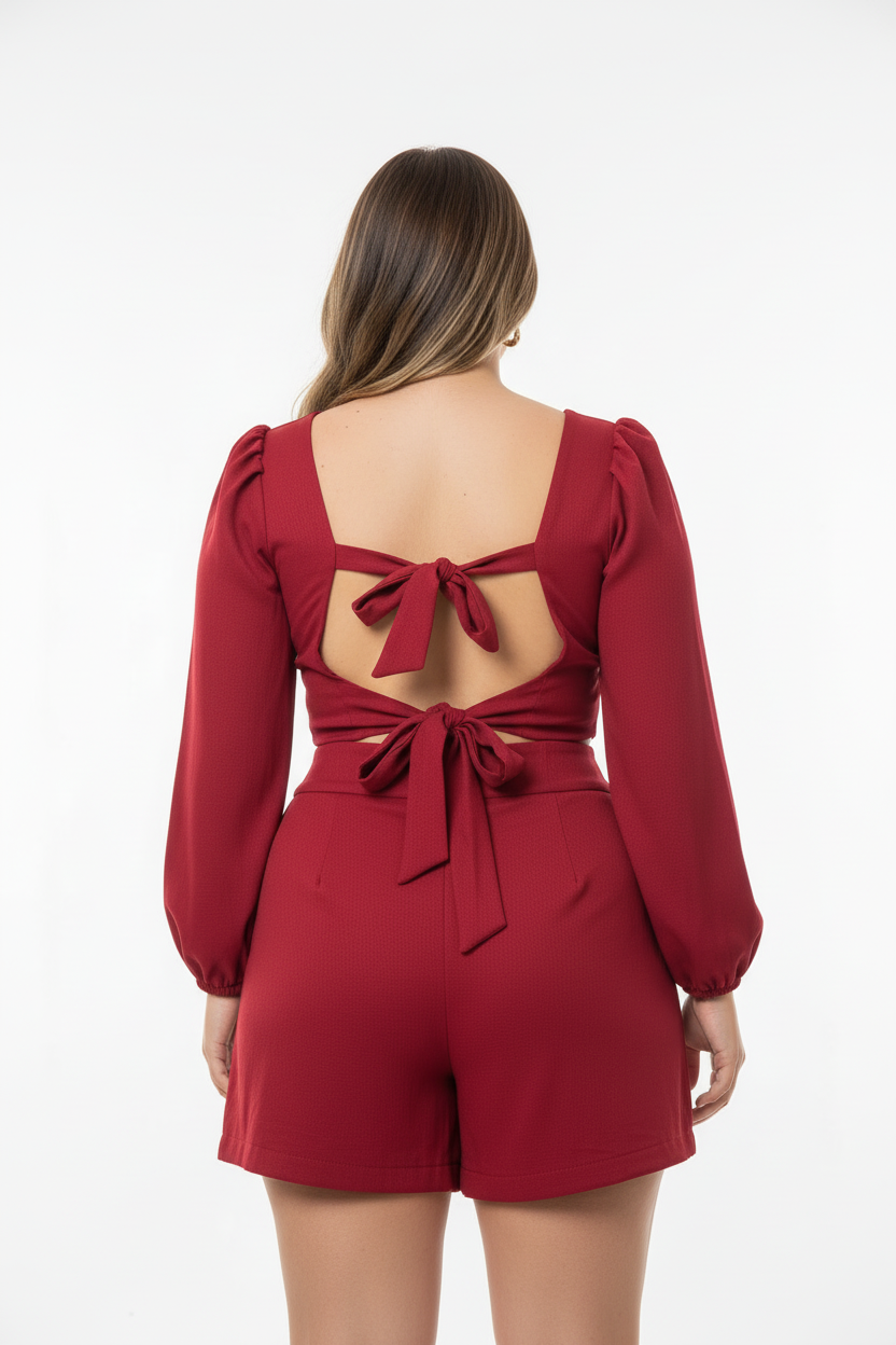 Conjunto Vermelho Vinho - Top e Short