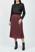 Saia Midi Marsala Plissada